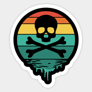 Vintage Sunset Skull and Cross Bones Sticker